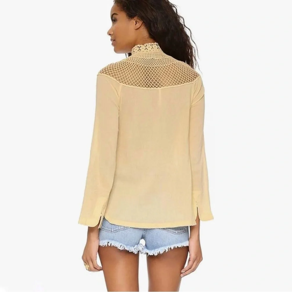 Free People‎ On The Island Crochet Neck Blouse